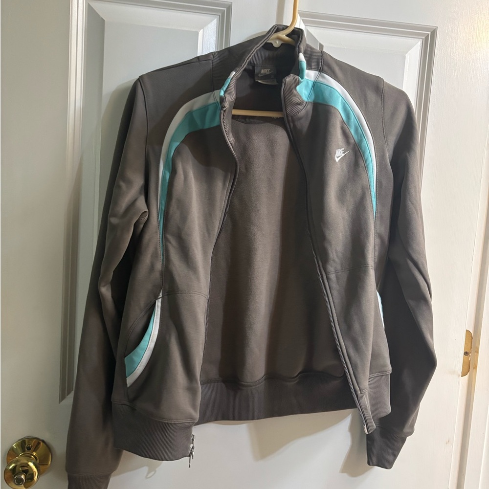 Nike Women's Gray Jacket with Blue Accents